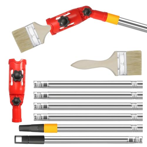Compatibile Multifunzione: Multiangolo asta telescopica per rullo pittura è adatto per pennelli, rulli e spatole di gomma (diametro interno inferiore a 3,8cm), la lunghezza di 1.75m PUò raggiungere aree difficili da raggiungere come soffitti e angoli, è adatto anche per artisti fai da te per dipingere in alto, per ogni esigenza