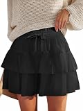 JEKAOYI Flowy Shorts for Women Ruffled Tiered Pleated Mini Skirts Boho High Waist Comfy Tennis Golf...