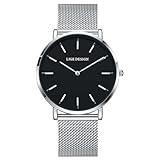 LIGE Reloj Mujer, Cuarzo Analógico Relogio Feminino, Reloj Ultradelgado, Esfera Grande, Acero Inoxidable Impermeable 3ATM, Diseño Clásico, Sencillo y Elegante, Plateado/Negro