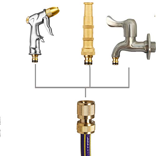 Shownew Garden Hose Quick Connectors, Solid Brass 3/4 Inch Ght Thread Easy Connect Fittings No-Leak Water Hose Male Female Value Pack (3) #TOP4