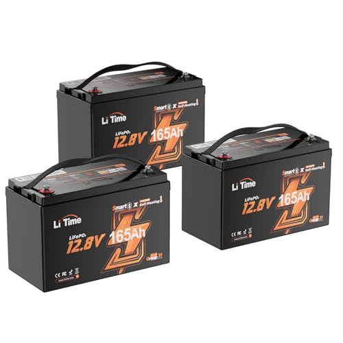 Image of Litime 12V 165Ah LiFePO4 Battery with Self-Heating for RV, Marine(3 Pack)