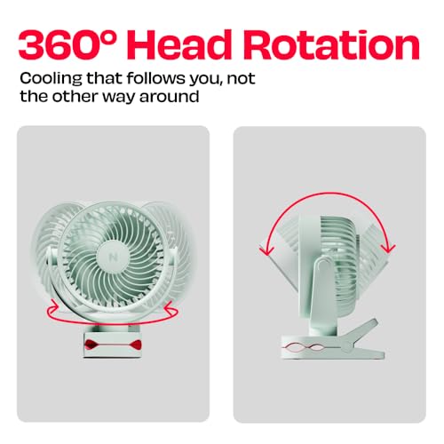 Image of NUUK KLĪP Rechargeable Clip Fan | 3000mAh Battery | Up to 8 hrs Runtime | Super - silent BLDC Motor | 4 Speed Modes | 360 Manual Head Rotation | Strong 0-55mm Clamp | Type-C Charging