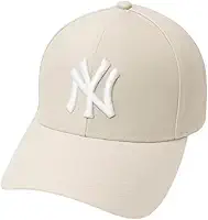 Boné Masculino Feminino Unissex Creme (Beje) Bordado Branco Ajustável com Fechamento Fitão Strapback Aba Curva,Baseball, Moda Casual Urbano