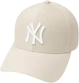 Boné Masculino Feminino Unissex Creme (Beje) Bordado Branco Ajustável com Fechamento Fitão Strapback Aba Curva,Baseball, Moda Casual Urbano