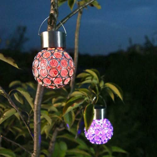 Solar Light Led Lantern Outdoor Waterproof Hollow Small Light Chandelier Path Light (Multi-Color) #TOP3
