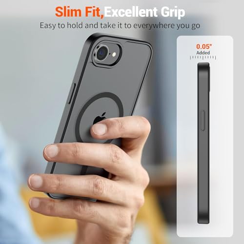 Image of iPhone 16e Magsafe Hard Back Case | Matte Design & 360 Protection | Military-Grade Apple iPhone 16e Cover | Strong Magnet Back - Black