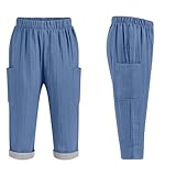 Mababu Baby Haremshose aus 100% Bio-Baumwolle (GOTS) – Zweifarbige Musselin Mitwachshose mit Farb-Zauber zum Umschlagen (74, Indigo Blue)