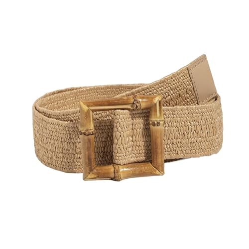 Straw Boho Belt Grass Elastic Woven Buckle Belt with Beautiful Casual Wind Women's Belt Version of Summer
