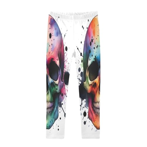Toddler Girls Leggings Printed Yoga Pants Leggings Colorful Skull Head for Kids
