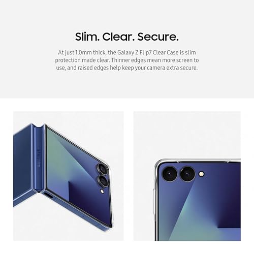 Image of Samsung Galaxy Z Flip7 Clear Phone Case, Protective Cover, Stylish, Safe, Secure, US Version, Transparent