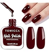 TOMICCA Vernis à ongles rouge foncé, 15 ml, brillant, séchage rapide, longue durée, rouge pelable sur