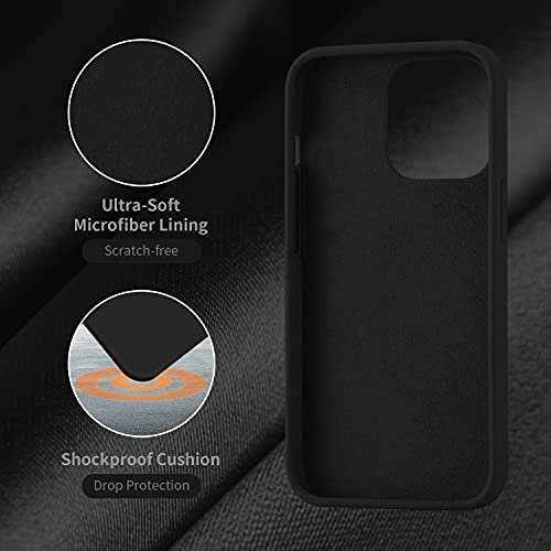 Cordking Designed For Iphone 13 Pro Max Case, Silicone Ultra Slim Shockproof Protective Phone Case With [Soft Anti-Scratch Microfiber Lining], 6.7 Inch, Black #TOP5