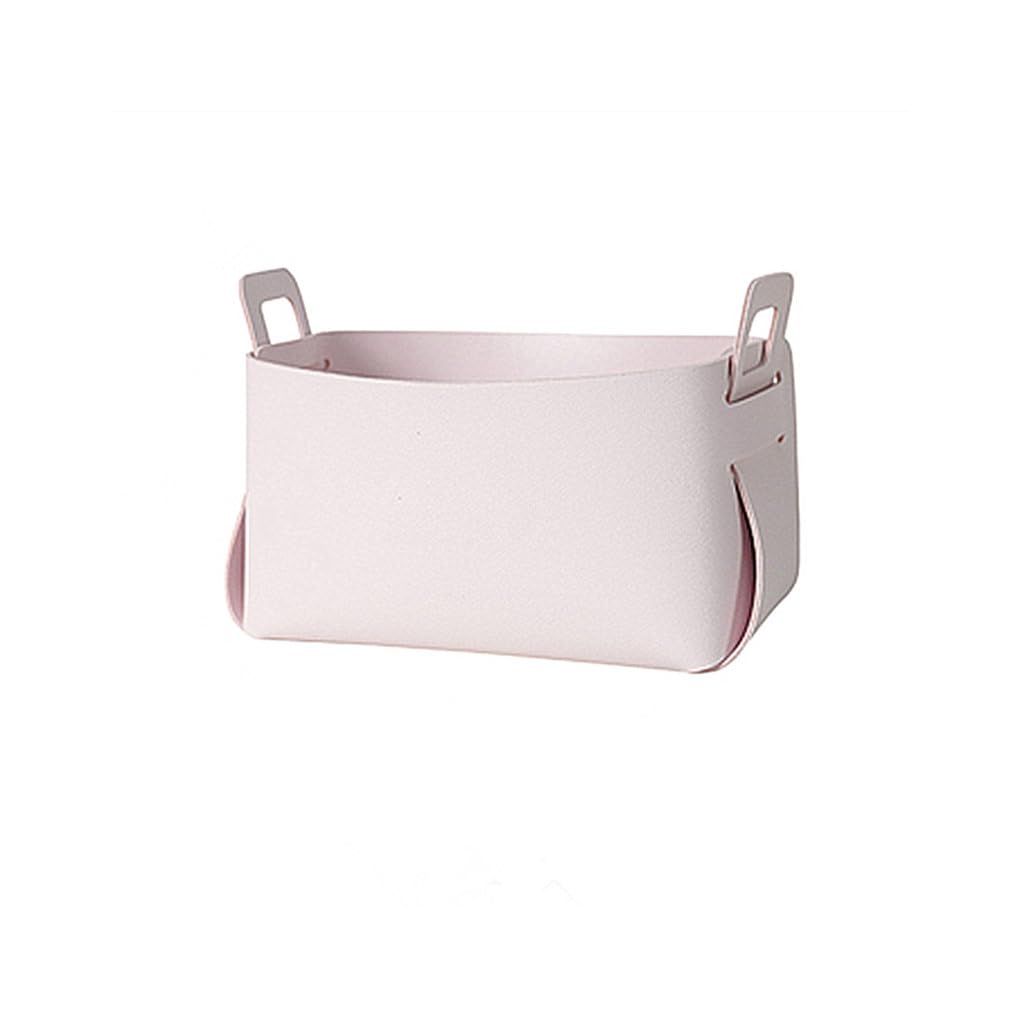 WOVEBIUS Storage Basket Leather Desktop Organizer Decorative Holder Container Box Detachable Cosmetic Sundries Decoration Pink S