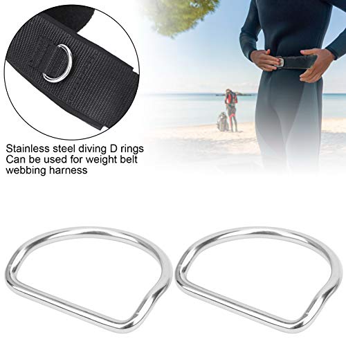 SUNGOOYUE – 2 Anneaux En D Pliés Acier Inoxydable 304 – Remplacement Pour Ceinture De Poids 5cm – Plongée, Surf, Escalade