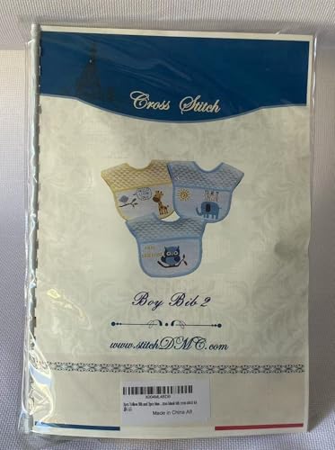 Bavoirs pour point de croix en coton bleu absorbant avec bande Aïda à broder - 2
