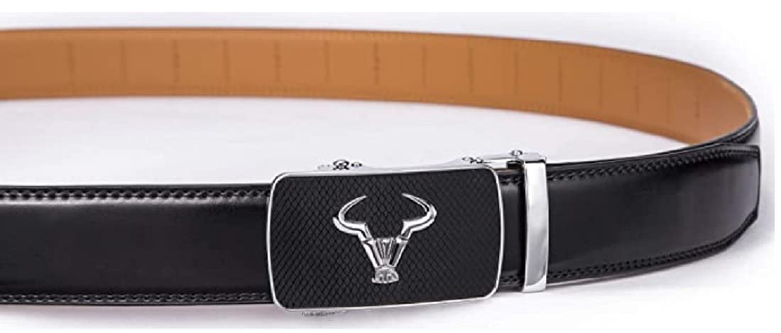 Contacts Genuine Leather Belt for Men with Autolock Buckle - Micro Adjustable Belt Fit Everywhere | Formal & Casual | Elegant Gift Box (Black) 1