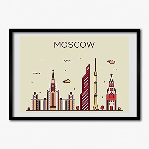 Tableau peinture de Moscou avec cadre en bois moderne MDF Tulup 70x50 cm