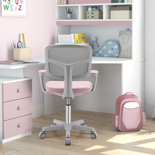 GYMAX Sedia Ergonomica per Bambini, Altezza Regolabile, Rosa