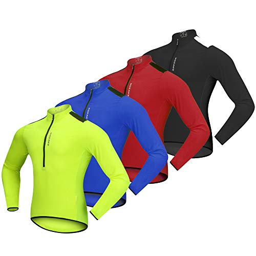 Andoer Camisa de manga comprida masculina de ciclismo primavera outono meio zíper MTB ciclismo