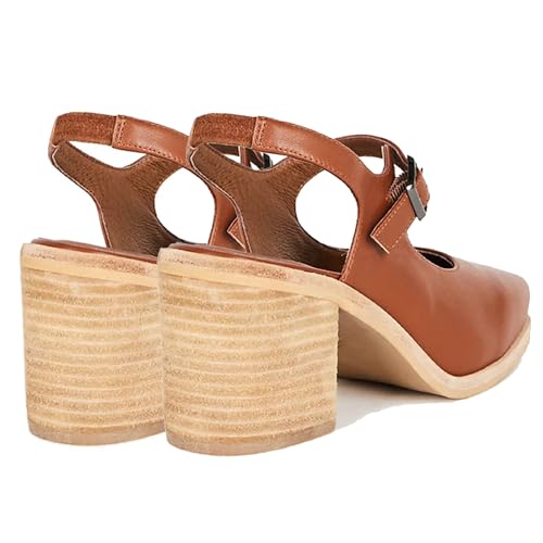 MOOMMO Women Block High Heel Slingback Mary Jane Pumps Platform Square Toe Ankle Buckle Strap Closed Toe Sandals 3 Inch Stacked Chunky Heel Dress Pumps Matte Retro Chic Office Daily 4-11 M US3