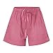 Produktbild Yowablo Shorts Hosen Frauen Bequeme Kordelzug Splice Casual Elastic Waist Pocketed Loose (M,Rosa)