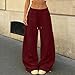 TianGiKi Sweatpants for Women Trendy Baggy Wide Leg Drawstring Elastic Waist Pants Casual Sports Fashion Y2k Lantern Trouser Wine