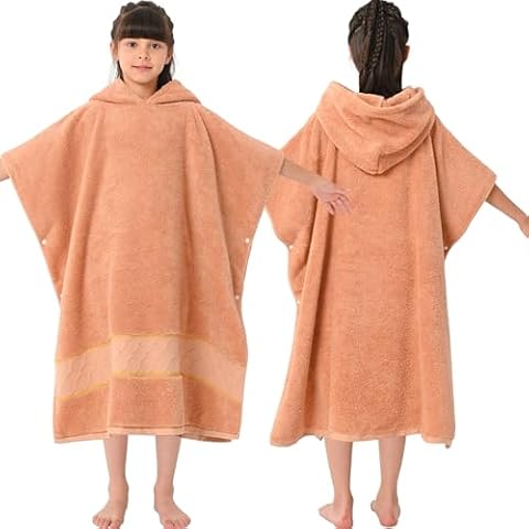 VOOVA & MOVAS Big Kids Bath Towels (8-14Years),Thick 500GSM Large 100% Cotton Absorbent Robe or Boy | Girl | Teenagers, Perfect for Swimming | Bath | Beach | Gifts,Clay Cover