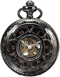 ShoppeWatch Mens Pocket Watch with Chain | Hand Winding Vintage Pocket Watch | Classic Mechanical Movement Pocketwatch | 1920s Railroad Steampunk Costume Accessory