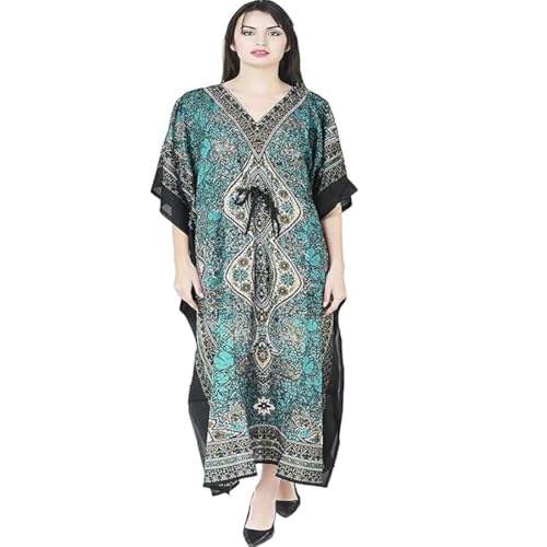 Robe de nuit maxi en viscose bleu sarcelle en taille unique pour femme