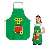 OPEIXSAYKOC Delantal de Jardinero, disfraz de girasol de carnaval, disfraz de jardinero para mujer y hombre, delantals de jardineros con bolsillos y girasol 3D, para carnaval, cosplay (Delantal)