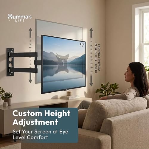 Image of Mumma's LIFE TV Stand | Wall Mount TV Stand Movable for 14-55 Inch LED /HD /Smart TVs | Adjustable Height, Swivel & Tilt, Universal | TV Wall Mount Stand 55 Inch