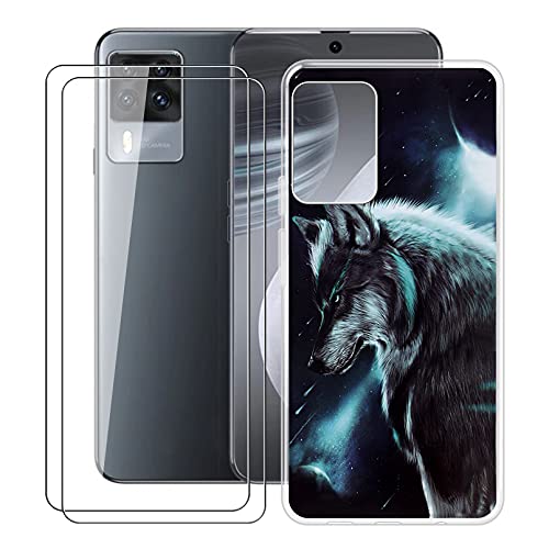 HHUAN Case for Cubot X50 (6.67 Inch) with 2 X Tempered Glass Screen Protector, Clear Soft Silicone Cover Bumper TPU Shockproof Phone Case for Cubot X50 - WMA16