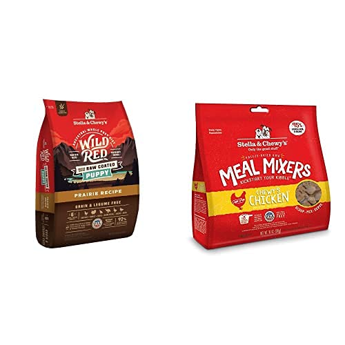 Stella & Chewy's Wild Red Raw Coated Kibble Dry Dog Food Grain Free Puppy Pairie Recipe, 21Lb Bag + Freeze-Dried Raw Meal Mixers Dog Food Topper Chewy's Chicken Recipe, 18Oz Bag #TOP17