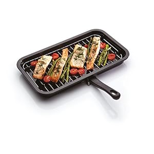 KitchenCraft Universal Enamel Grill Pan with Detachable Handle, 4 x 23 cm (15.5″ x 9″) – Black