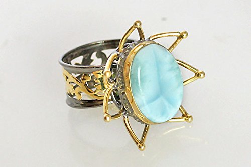 Bague larimar authentique alliance mariage argent 925 antiallergique - 2