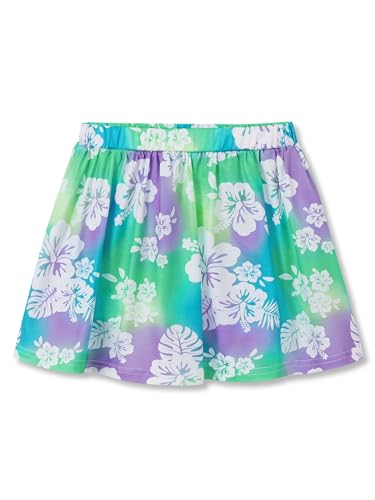 COOLTREE Trendy Girl Skort - Purple & Green Tropical Flower Print Summer Skirts with Shorts Size 8
