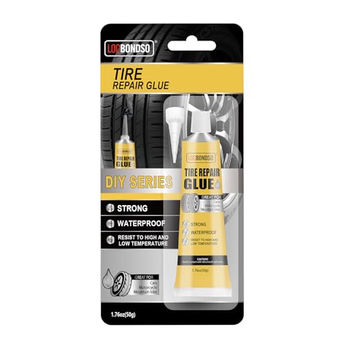 LOCBONDSO Reifenkleber,Reifen Gummi Kleber,Gummikleber Schwarz,Wasserdicht Temperaturbeständig Schnelle Reparatur Von Rissen, Löchern und Abblättern Verschiedener Reifengummis 50g