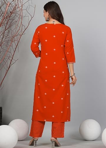 Image of Amayra Women's Pure Cotton Embroidered Straight Kurta Set with Palazzo Pants & Dupatta- Ethnic Wear