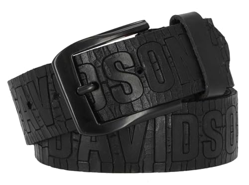 Harley-Davidson Men's Cracked Earth Raised H-D Logo Leather Belt - Black