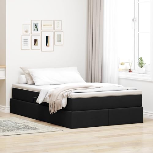 Genérico Cama con Almacenamiento y colchón Negro 120 x 190 cm Poliéster,Mobiliario,Camas y Accesorios,Camas y somieres 3370214