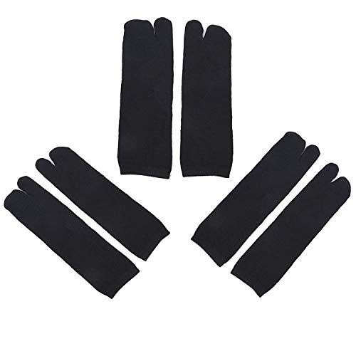StyleZ 3 Pairs Unisex Japanese Tabi Socks Kimono Geta Clog Flip Flop Black