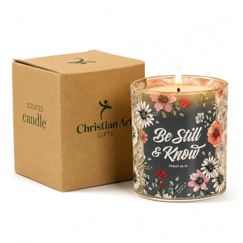 Image of Christian Art Gifts Be Still & Know Scented Candle: Soy Wax, Bible Verse