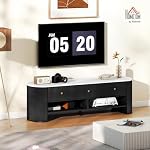 HOMCOM TV Stand with Storage, Modern TV Table with Marble-Effect Top, 3 Drawers and 2 Open Shelves for 32-65 Inch Television, Entertainment Center for Living Room, Black