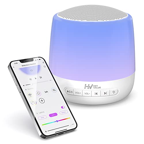Image of Baby Sound Machine, HEYVALUE White Noise Machine with Night Light for Kids Adult Sleeping, 34 Soothing Sounds, Customized Favorites, APP Remote Control, Alarm Clock, Child Lock, Schedule Sleep Routine