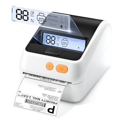Image of Phomemo D421R Bluetooth Thermal Label Printer with Screen for Paper Level Display - Shipping Label Printer for Small Business, RFID Auto Size Detection 4x6 Thermal Printer with Segmented Code Screen