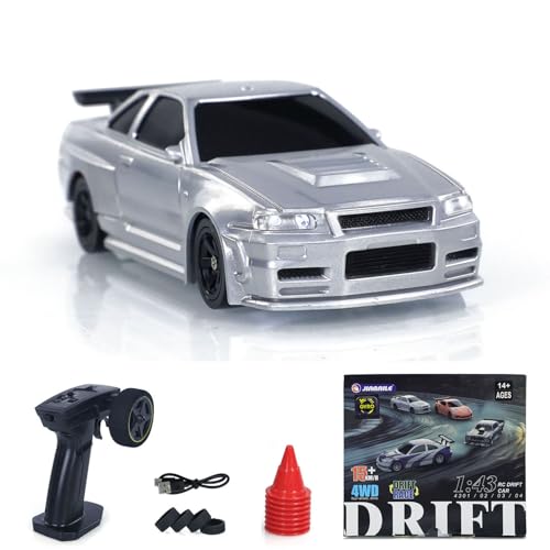 TOUCAN RC HOBBY Remote Control Race Car 1/43 RTR with Gyro RC Drift Car 4WD Traffic Cones for Indoor...