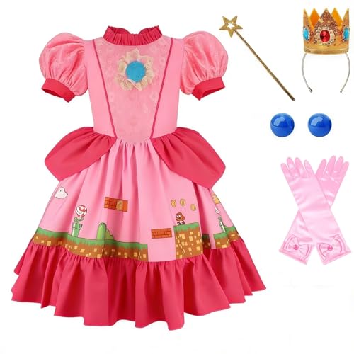 Disfraz completo Princesa Peach para niñas, color rosa