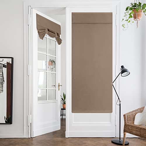 HOMEIDEAS Coffee Blackout French Door Curtains Set of 2, Privacy Door Window Curt ains,34 X 68 Inch...