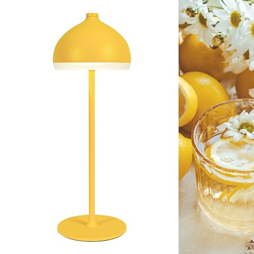 LuminexDesigns Cordless Table Lamp–5200 mAh Rechargeable LED Bedside & Bathroom Lamp with 3 Light Colours,Dimmable Touch Control,Portable Lamp for Office,Living Room & Outdoor,Mustard Yellow