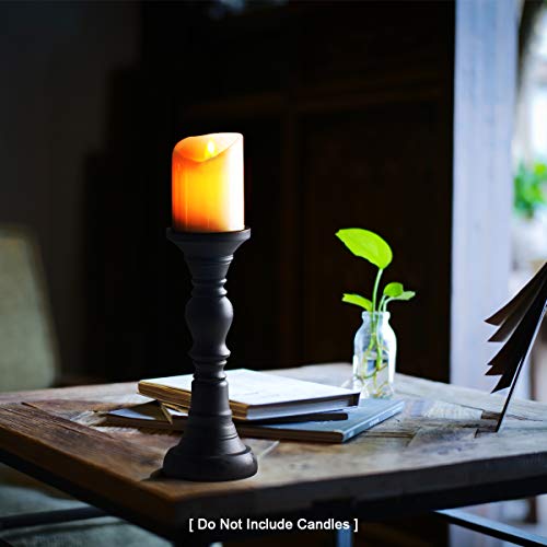 Resin Pillar Candle Holders Set Of 3-7.9", 8", 11.8" High, Home Coffee Table Decor Decorations Centerpiece For Dining, Living Room, Gifts For Wedding (Black) #TOP3